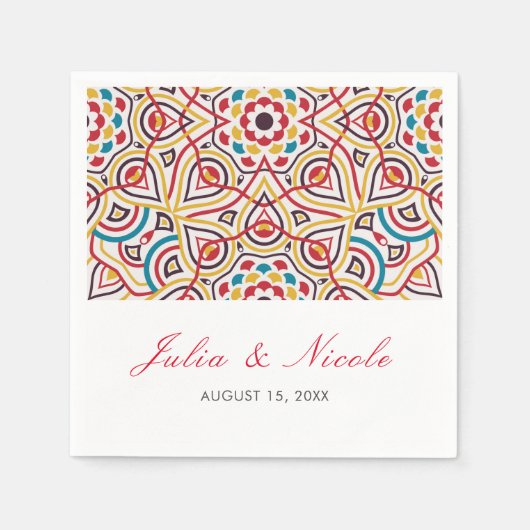 Geometrische Glitzern Kupfermetallische Hochzeit Serviette (Vorderseite)