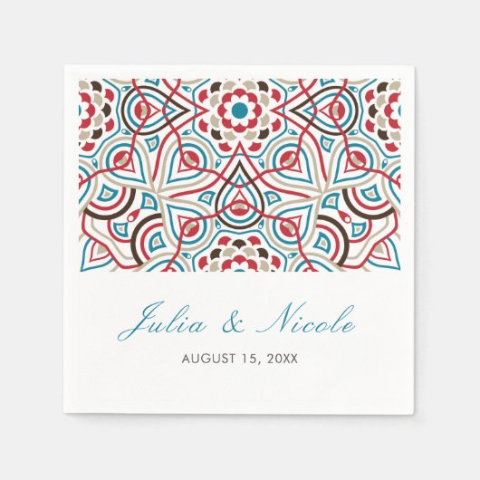 Geometrische Glitzern Kupfermetallische Hochzeit Serviette (Vorderseite)