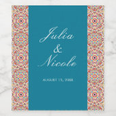 Geometrische Glitzern Kupfermetallische Hochzeit Weinetikett (Einzelnes Label)