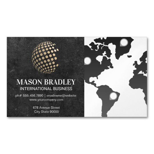 Geometrische Globe | Weltkarte Magnetische Visitenkarte (Vorderseite)