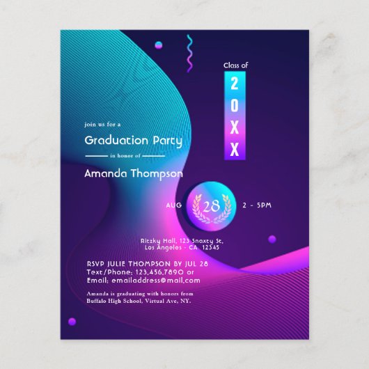 Geometrische Glow Graduation Party Flyer (Vorne)
