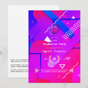 Geometrische Glow Virtual Graduation Party Einladung