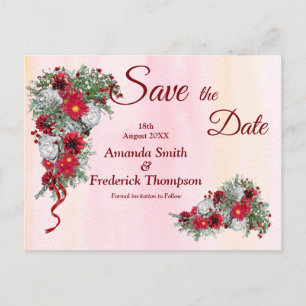 Geometrische Gold Burgundy-Blume Save the Date Ankündigungspostkarte