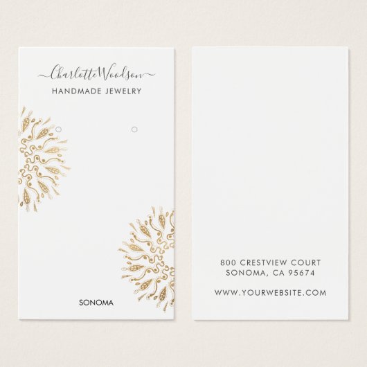 Geometrische Gold Foil Earring Display Card (Vorne & Hinten)