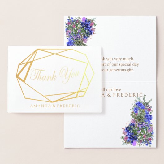 Geometrische Gold Foil Violet Blume DANK Karte (Anzeige)