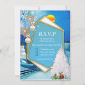 Geometrische Gold Frame RSVP Karte (Vorderseite)