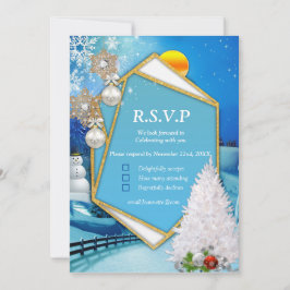 Geometrische Gold Frame RSVP Karte