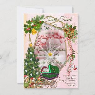 Geometrische Gold Glitter Weihnachts-Babyparty Mitteilungskarte