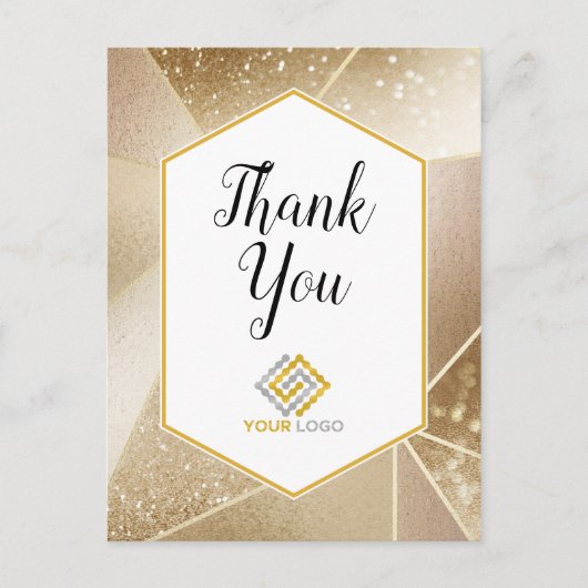 Geometrische Gold-Glitzern Vielen Dank für Ihr Log Postkarte (Vorderseite)