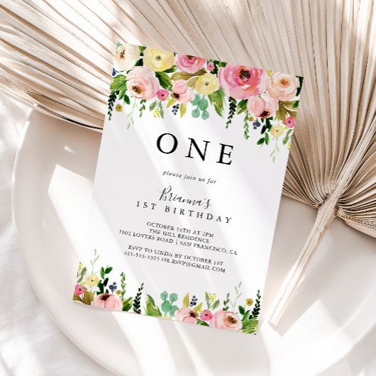 Geometrische Gold Tropical Fall First Birthday Par Einladung