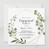 Geometrische Gold Tropical Green Engagement Party Einladung (Vorderseite)