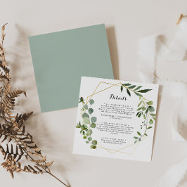 Geometrische Gold Tropical Green Wedding Details Begleitkarte