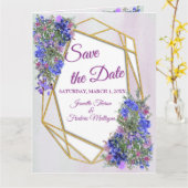 Geometrische Gold- und LavenderBlume Save the Date Karte (Gelbe Blume)