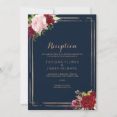 Geometrische Gold- und Red Wedding-Rezeptionskarte Einladung (Vorderseite)