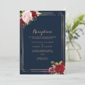 Geometrische Gold- und Red Wedding-Rezeptionskarte Einladung (Stehend Vorderseite)