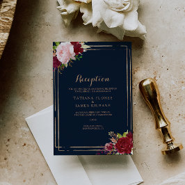 Geometrische Gold- und Red Wedding-Rezeptionskarte Einladung