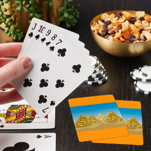 Geometrische Goldene Ägyptische Pyramiden Wüstenla Spielkarten