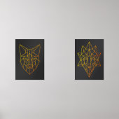 Geometrische Goldene Fuchs- und Wolfsart Bilderwand Sets (Vorderseite)