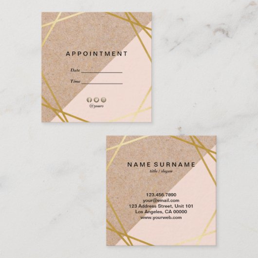 Geometrische goldene KraftDruckfarben-Druckfarbenp Quadratische Visitenkarte (Vorne/Hinten)