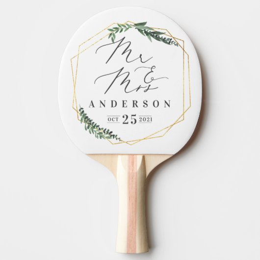 geometrische goldene Wasserfarbe Tischtennis Schläger (Vorderseite)