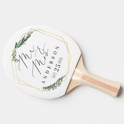 geometrische goldene Wasserfarbe Tischtennis Schläger (Seitenansicht)