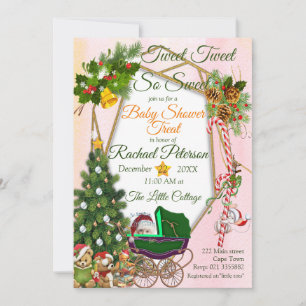 Geometrische goldene Weihnachts-Babyshower-Einladu Dankeskarte