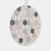 Geometrische Goldfolie, Marmorhexagonmuster. Ornament Aus Glas (Vorderseite Rechts)