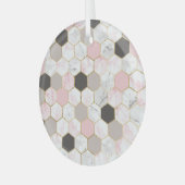 Geometrische Goldfolie, Marmorhexagonmuster. Ornament Aus Glas (Vorderseite links)