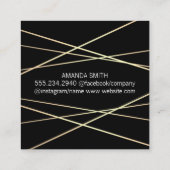 Geometrische Goldfolie mit Glitzer Quadratische Visitenkarte (Rückseite)