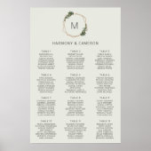 Geometrische Goldgrün-Hochzeitstabelle Poster (Vorne)