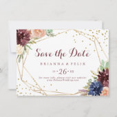 Geometrische Goldkalligrafie Horizontal Wedding Save The Date (Vorderseite)