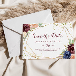 Geometrische Goldkalligrafie Horizontal Wedding Save The Date