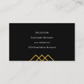 Geometrische Goldlinien mit Schwarz und Gold Trimm Visitenkarte (Rückseite)