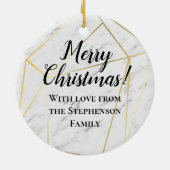 Geometrische Goldlinien Moderner Marmorurlaub Keramik Ornament (Hinten)