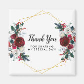 Geometrische Goldrahmen-Burgund-Winter-Blume Magnet (Vorne)