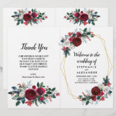 Geometrische Goldrahmen Burgundy Winter-Blume (Vorne/Hinten)