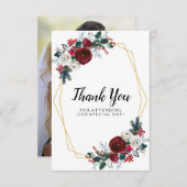 Geometrische Goldrahmen Burgundy Winter-Blume Dankeskarte (Vorne/Hinten)