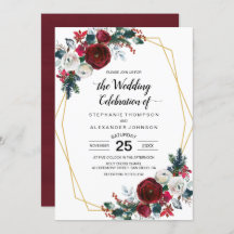 Geometrische Goldrahmen Burgundy Winter-Blume