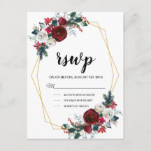 Geometrische Goldrahmen Burgundy Winter-Blume