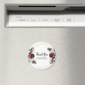 Geometrische Goldrahmen Burgundy Winter-Blume Magnet (In Situ (Geschirrspüler))