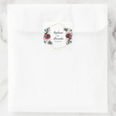 Geometrische Goldrahmen Burgundy Winter-Blume Quadratischer Aufkleber (Tasche)