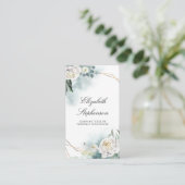 Geometrische Goldrahmen und weiße Peonies Grünfläc Visitenkarte (Stehend Vorderseite)
