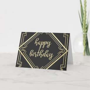 Geometrische Goldränder Art Deco Geburtstag Karte
