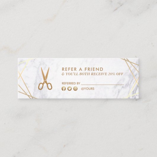 Geometrische Goldschere Marmortreppe Mini Visitenkarte (Vorderseite)