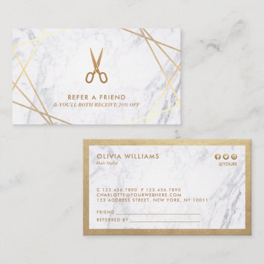 Geometrische Goldschere Marmortreppe Visitenkarte (Vorne/Hinten)