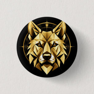 Geometrische Goldwolf-Illustration Button