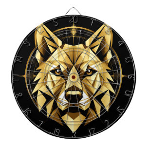 Geometrische Goldwolf-Illustration Dartscheibe