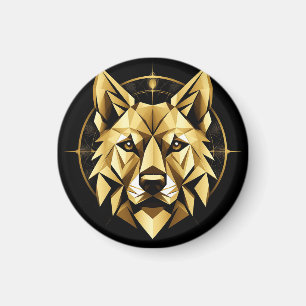 Geometrische Goldwolf-Illustration Magnet