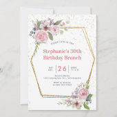 Geometrische Golflorrahmen Rose 30. Geburtstag Einladung (Vorderseite)