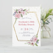Geometrische Golflorrahmen Rose 30. Geburtstag Einladung (Stehend Vorderseite)